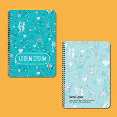 Cover page templates. Valentine's Day pattern layouts. Applicable for notebooks and journals, planners, brochures, books, catalogs etc. Repeat patterns and masks used, able to resize.