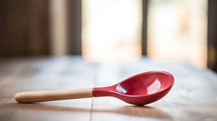 a vibrant red wooden spoon, its passionate hue adding a touch of drama and excitement to the kitchen setting, its simplicity echoing the beauty of nature. - obrazy, fototapety, plakaty