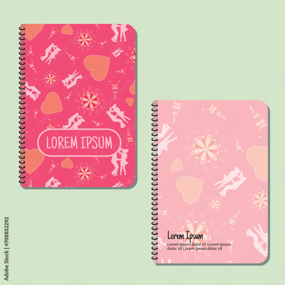 Poster cover page templates. valentine's day pattern layouts. applicable for notebooks and journals, planne