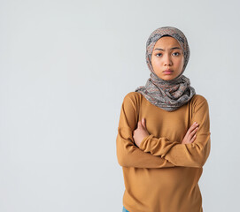 Asian Muslim Woman on White Background