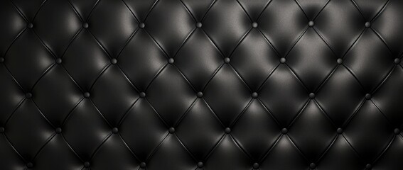 horizontal elegant black leather texture with buttons for patter