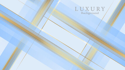 Gradient soft blue background with Luxury golden line. Vector illustration.