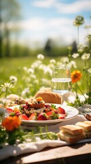 A picnic in the meadow - obrazy, fototapety, plakaty