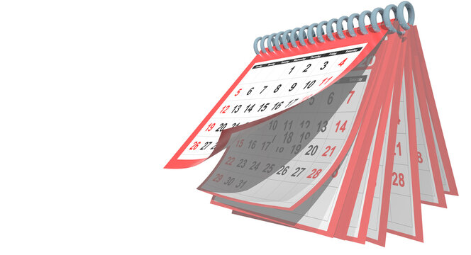 calendar 2023 jenuary red pagees flying - 3d rendering