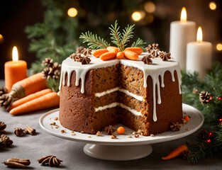 Fototapeta na wymiar Christmas carrot cake 