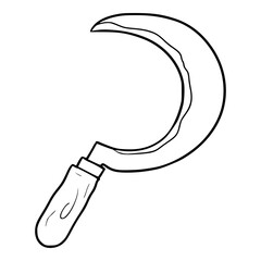 sickle farm tool illustration hand drawn sketch outline vector