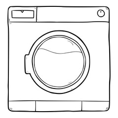wash machine illustration hand drawn sketch outline vector