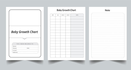 Editable Baby Growth Chart Planner Kdp Interior printable template Design.