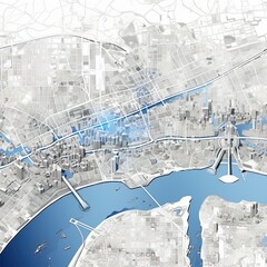 Detroit city map 3D illustration