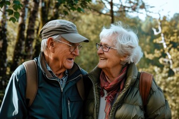 Portrait of elderly couple in the park