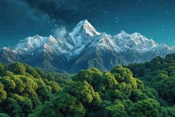 forest mountains with the milky way in the sky professional photography