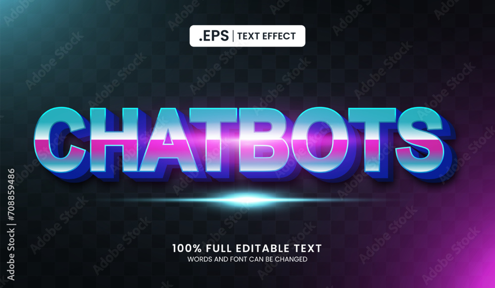 Wall mural design editable text effect, chatbots text vector illustration