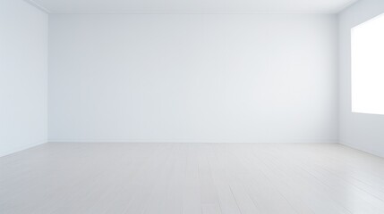 Fototapeta premium Empty room with white wall and wooden floor.