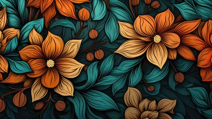 Meubelstickers artistic floral arrangement with vibrant contrast colors. exotic botany artwork ideal for stationery, wallpaper, and luxury branding © StraSyP BG