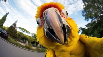 Close-up selfie portrait of a parrot.