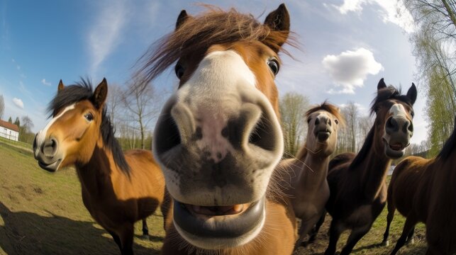 Close-up selfie portrait of a horse.