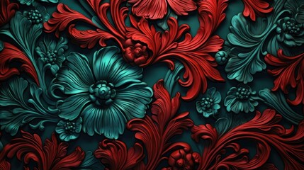 Fototapeta na wymiar vibrant symmetrical botanical arrangement with 3d effect. ideal for decorative murals, creative branding, and unique textile designs