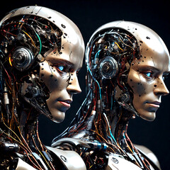 Artificial intelligence robots create different future technologies. AI, Machine learning,