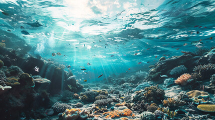 Fototapeta na wymiar Hopeful visualization of cleaner oceans in future, AI Generated
