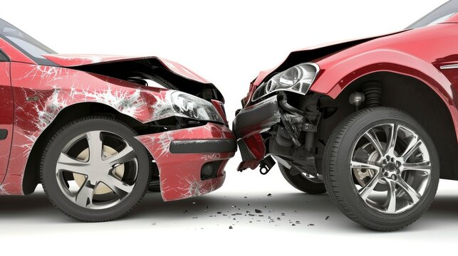 Two Cars accident violently facing each other,