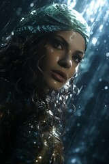 Photo Realistic of a Mermaid-Inspired Swimmer in a Sequined Mermaid Tail, Generative AI