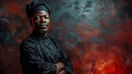 Chef in half-body portrait isolated background, AI Generated