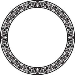 Vector monochrome black round classic renaissance ornament. Circle, ring european border, revival style frame..