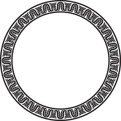 Vector monochrome black round classic renaissance ornament. Circle, ring european border, revival style frame..