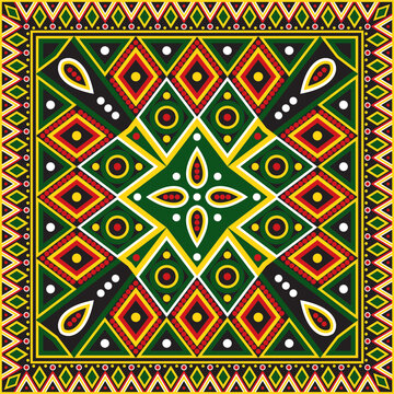 Vector colored square national Indian patterns. National ethnic ornaments, borders, frames. colored decorations of the peoples of South America, Maya, Inca, Aztecs.