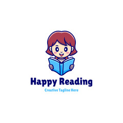 This logo of a girl reading a book is perfect for a logo for children's tutoring, education, and the like