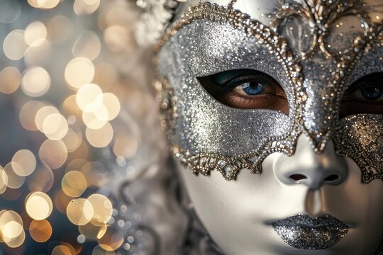 carnival mask on bokeh background