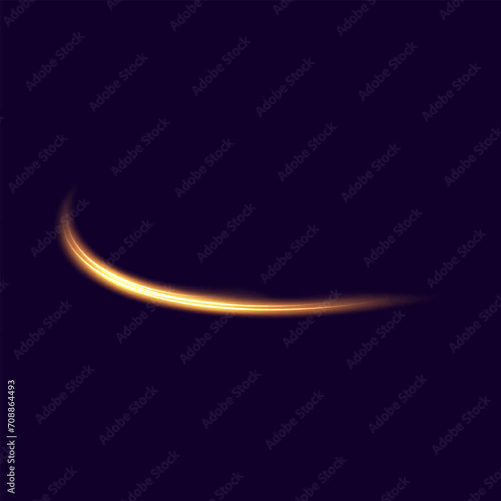 Poster gold magic spirals with sparkles. golden light effect. glitter particles with lines. swirl effect. g