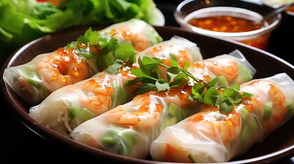 Fresh and Delicious Vietnamese Rice Paper Rolls with Shrimp