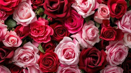 red and pink roses background banner for Valentine's Day