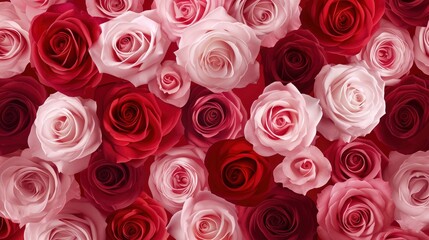 red and pink roses background banner for Valentine's Day