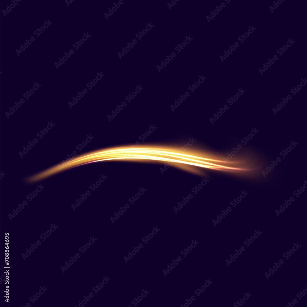 Poster gold magic spirals with sparkles. golden light effect. glitter particles with lines. swirl effect. g