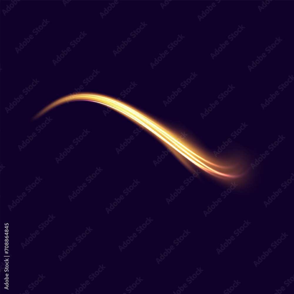 Poster golden glowing shiny speed lines light effect black background. glowing speed lines. light shining e