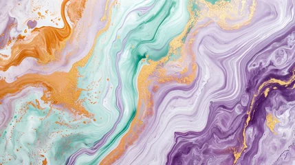 Naadloos Fotobehang Airtex Kristal Light purple, mint, & butter marble background