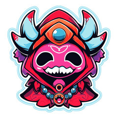 Fototapeta premium Epic warrior game character with mask and horn