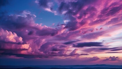 A Captivating Sky Photo Capturing Night Colors During Twilight. As Day Transforms into Night, Experience the Harmonious Blend of Deep Blue, Violet, and Pink Hues.
