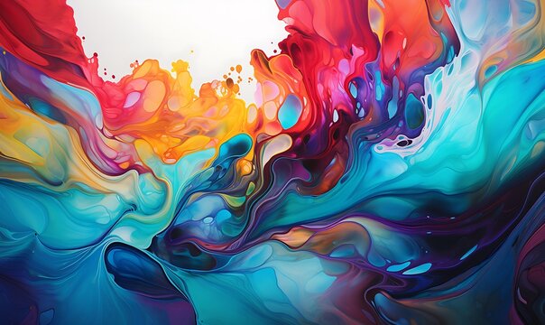 A vibrant, fluid art pattern with swirling colors merging into one another. Generative Ai

