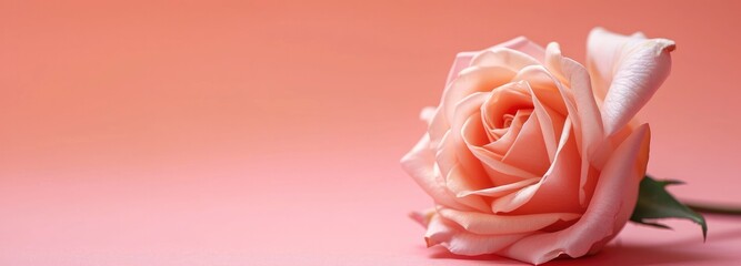 Pastel peach color rose pastel pink background. Happy valentine day