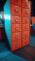 A red filing cabinet. Generative AI.