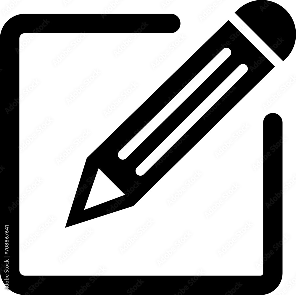 Poster notepad edit document with pencil icon. business concept note edit pictogram isolated on transparent
