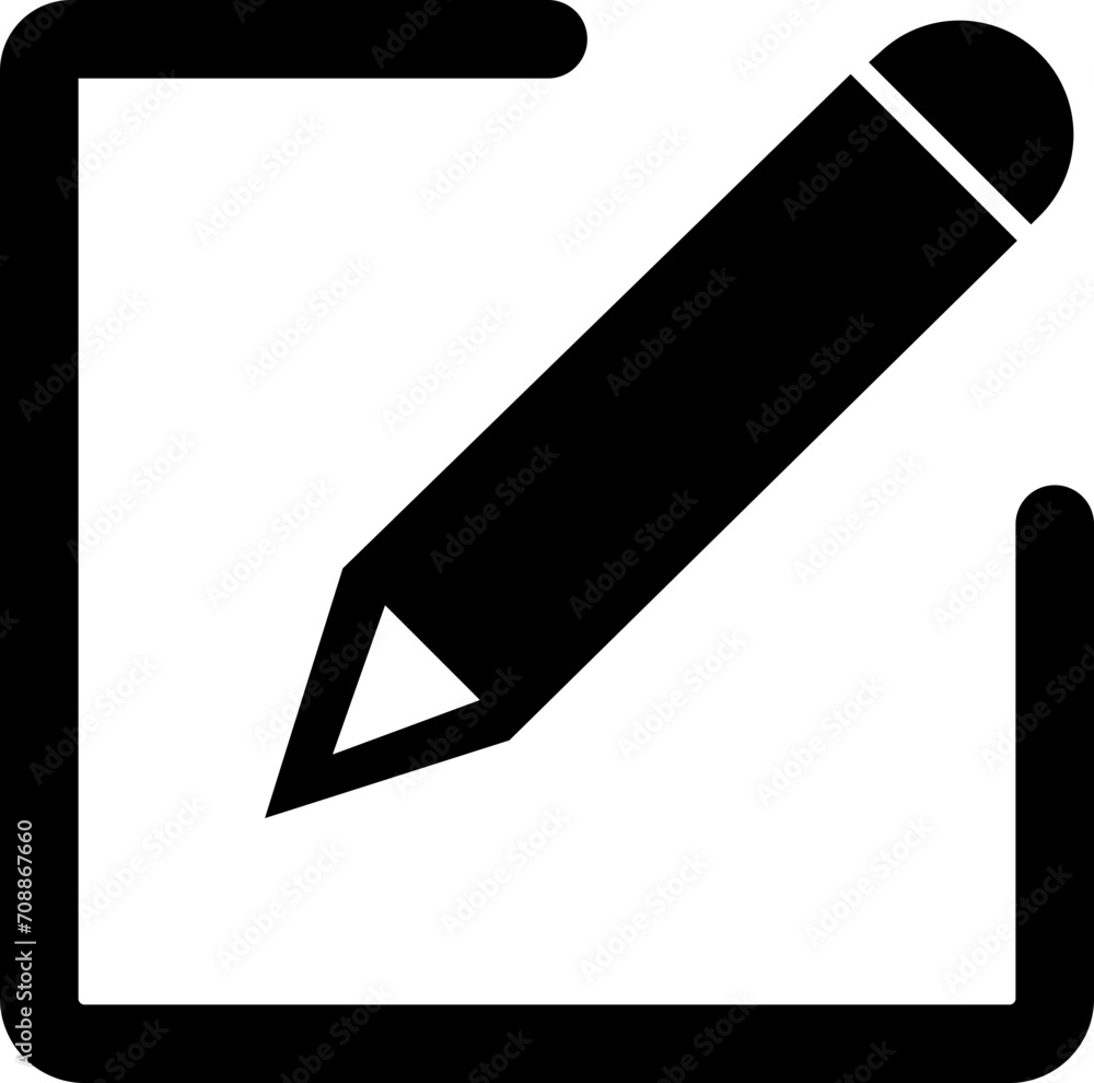 Poster notepad edit document with pencil icon. business concept note edit pictogram isolated on transparent
