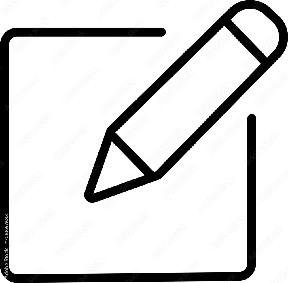 Poster notepad edit document with pencil icon. business concept note edit pictogram isolated on transparent