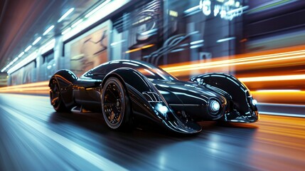 Modern futuristic sport car in motion speed wallpaper