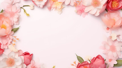 Naklejka na ściany i meble Floral frame with decorative flowers, decorative flower background pattern, floral border background