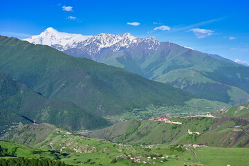 Obraz premium Aerial rural mountain landscape of Ingushetia Republic