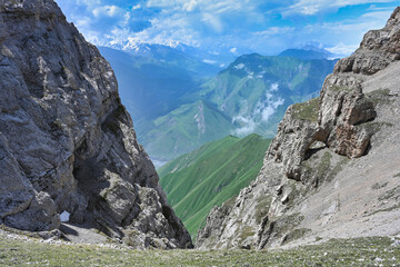 Obraz premium Steep slopes of Mount Myat-Loam, Ingushetia Republic of Russia